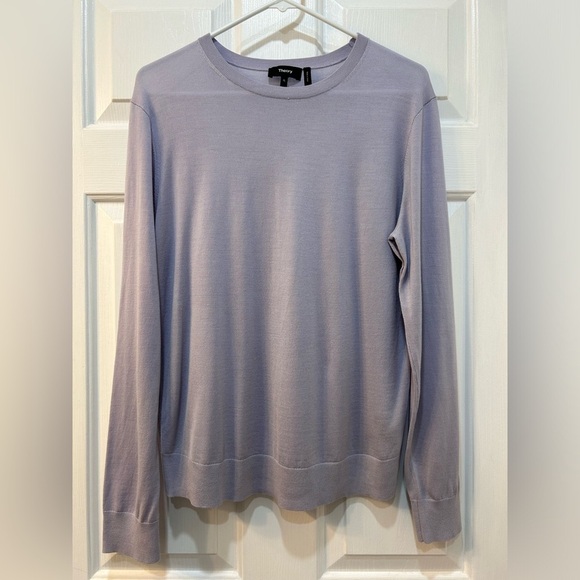 Theory Crewneck Sweater Regal Blue Women Sz XL Luxury Cottage Academia Vacation - Picture 1 of 9